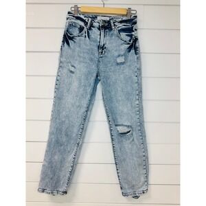 Risen Jeans Women Light Acid Wash Distressed High Rise Skinny Denim Size 7/28